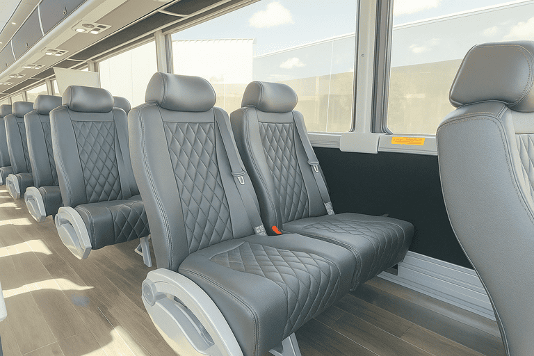 interior of Dallas Coach Bus Service charter bus