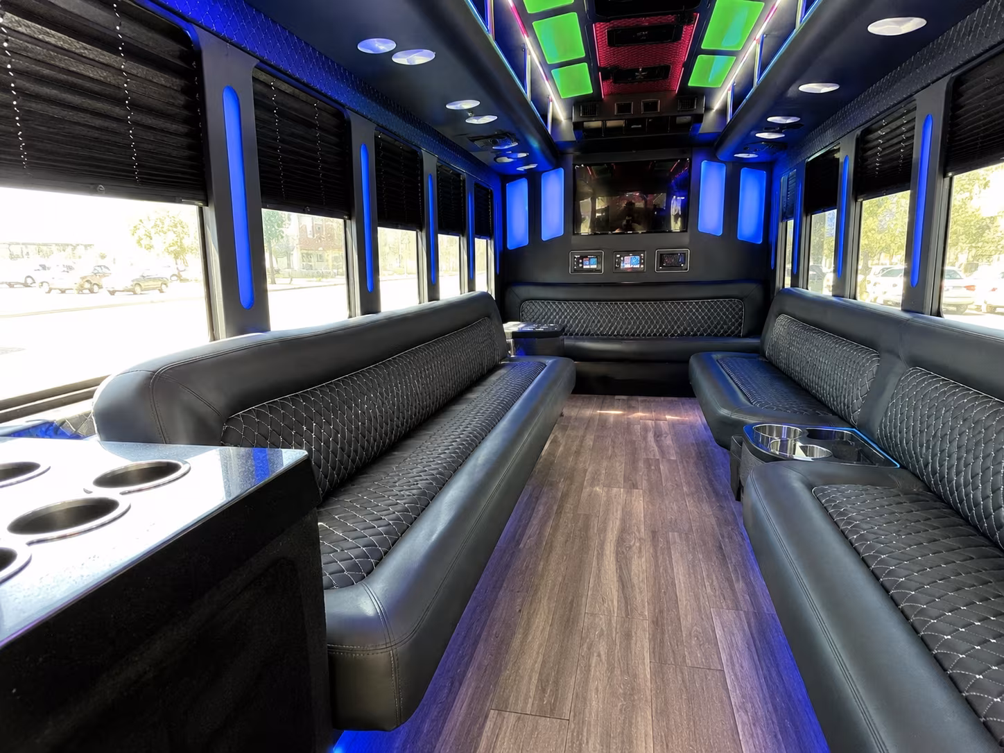 dallas 15 passenger party bus inside