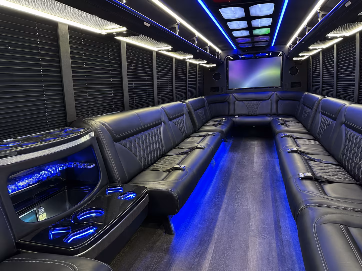 dallas 20 passenger party bus inside