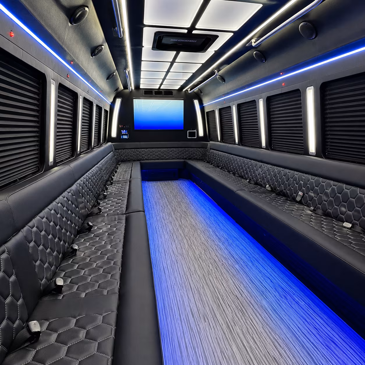 dallas 50 passenger party bus inside