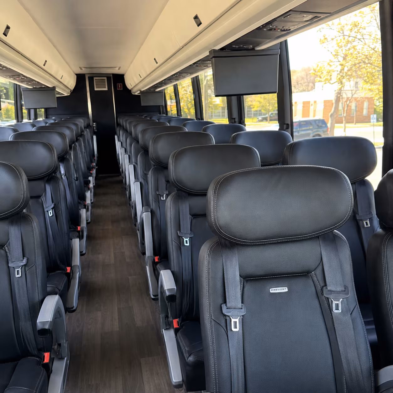 dallas 56 passenger charter bus inside